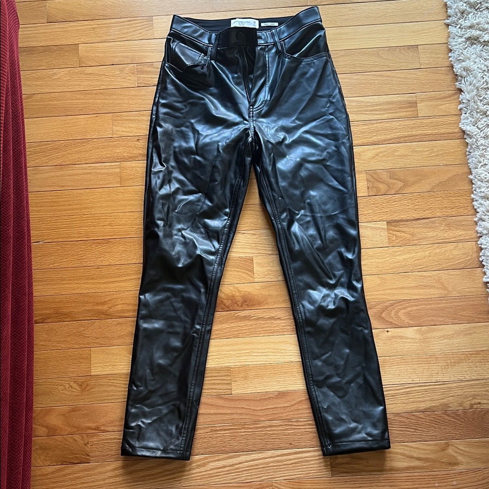 Abercrombie & Fitch Black Faux Leather Skinny Jeans